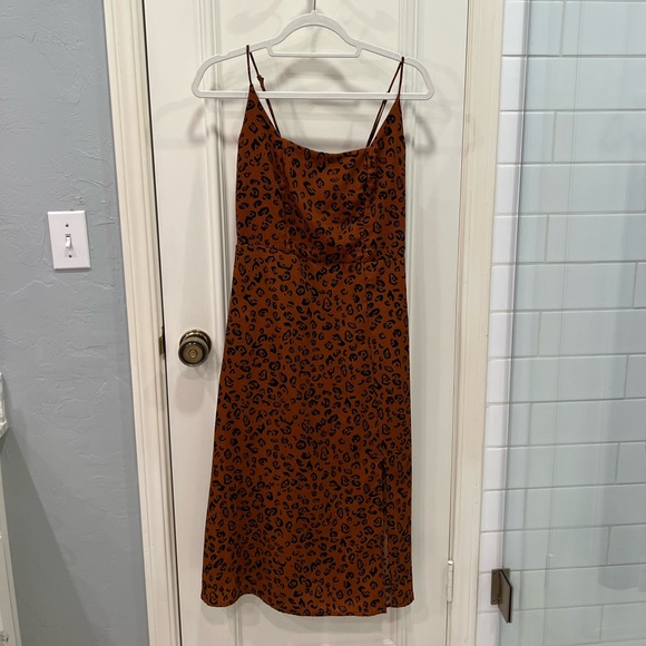 Nordstrom Row A Square Neck Cheetah Midi Dress - Picture 6 of 12